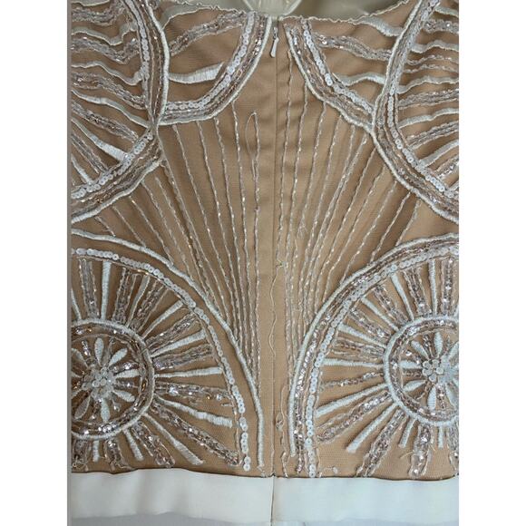 NWT Terani Couture Beaded Ivory and Nude dress. Size 12. Some minor repairs. - Picture 8 of 9